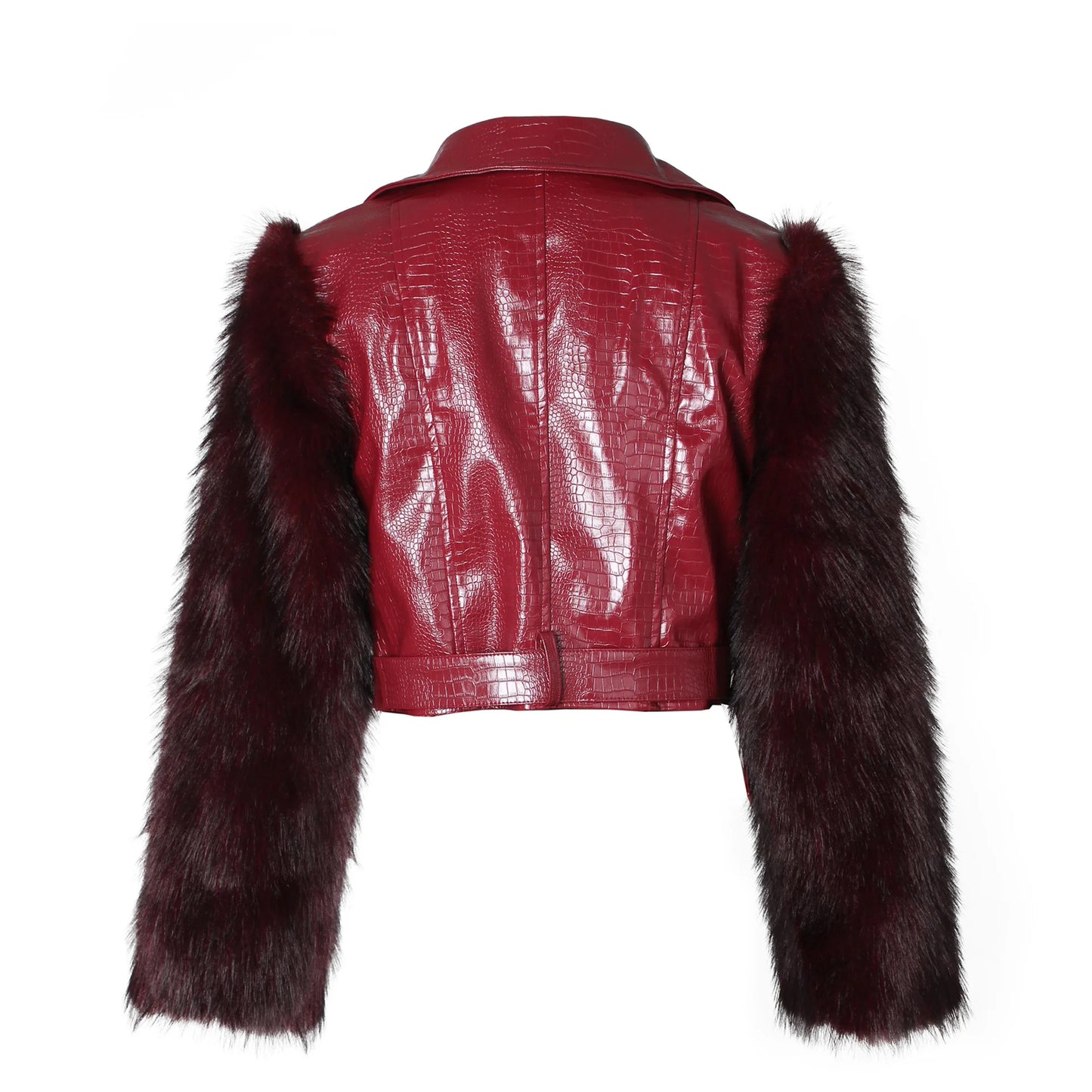 Fur Leather Crop Jacket