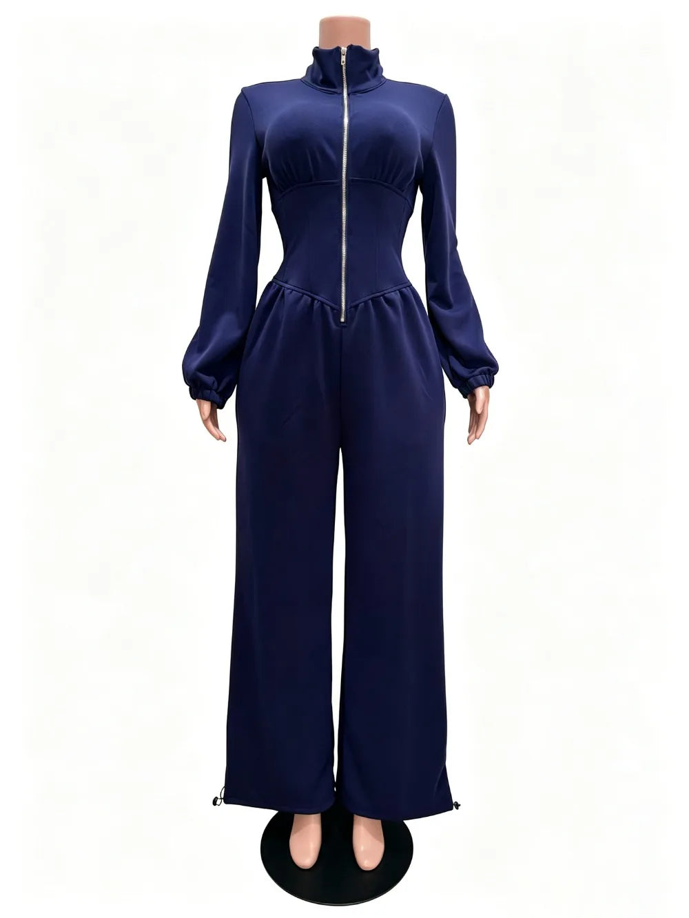 Waist Cinched Zipper Jumpsuit