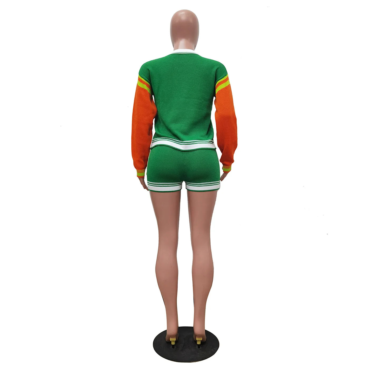 Casual Color Short Knit Two-piece Suit