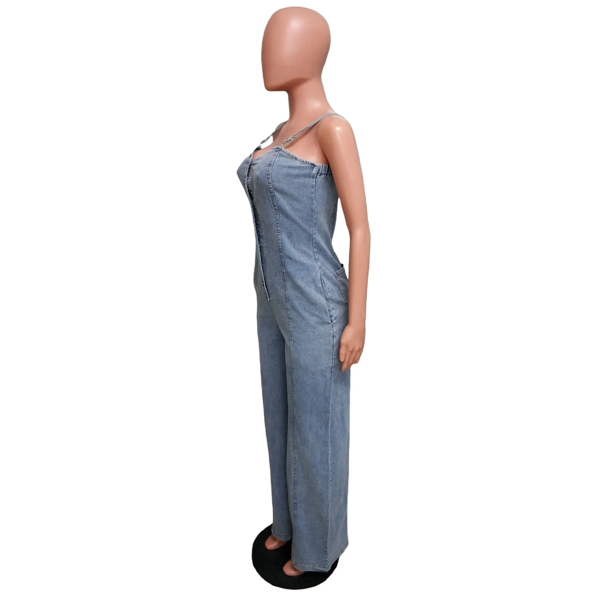 Denim Overall Button Jumpsuit