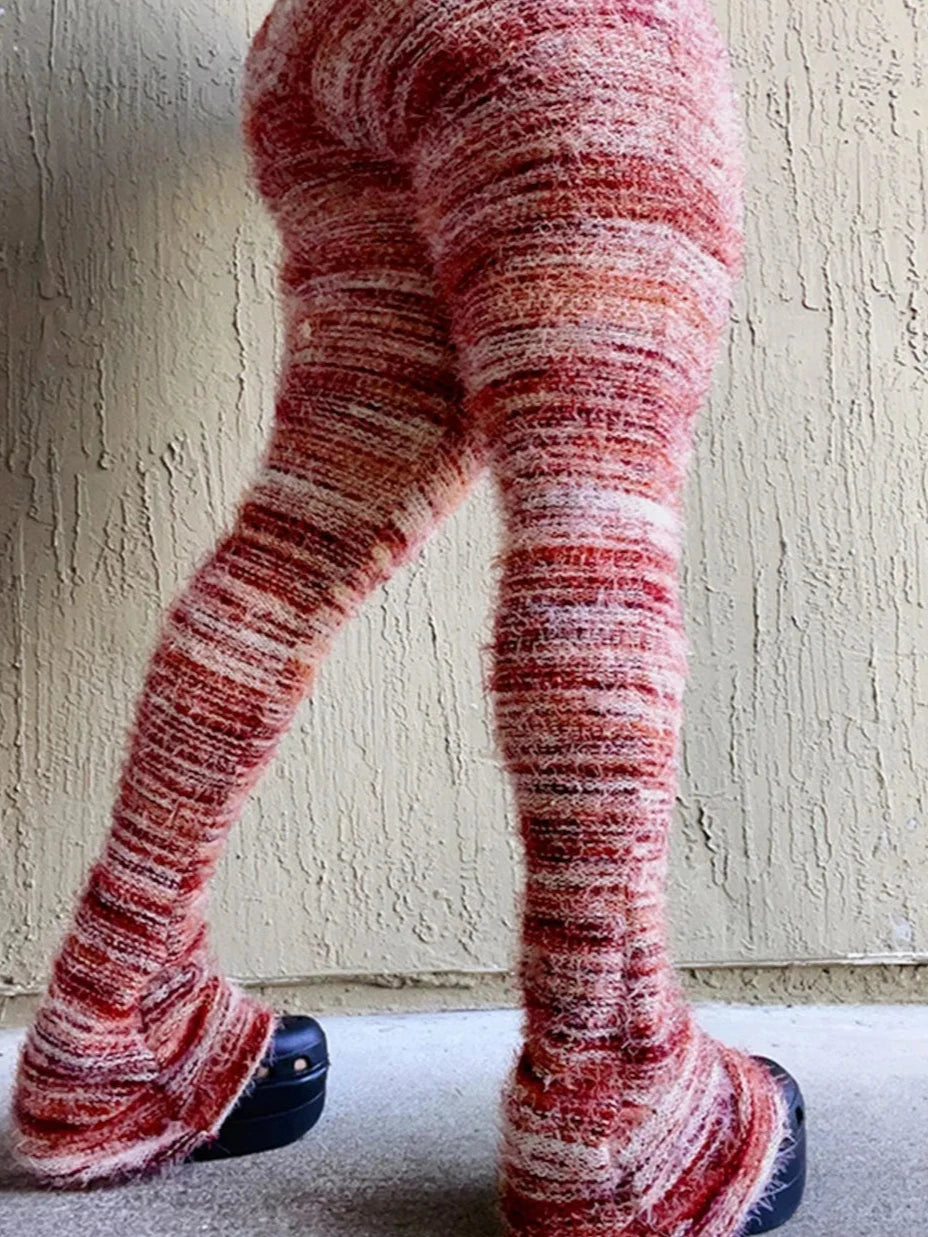 Fur Stacked Pants
