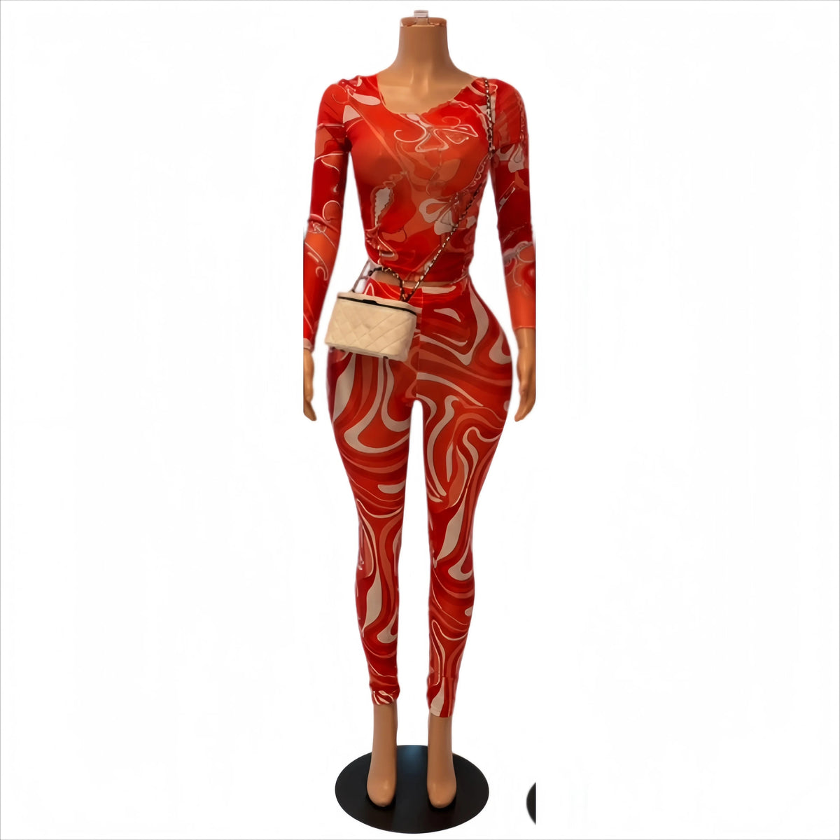 Printed Mesh Two-Piece Set