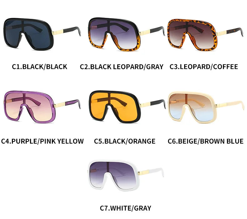 Vintage Big Frame Mask Gradient Sunglasses