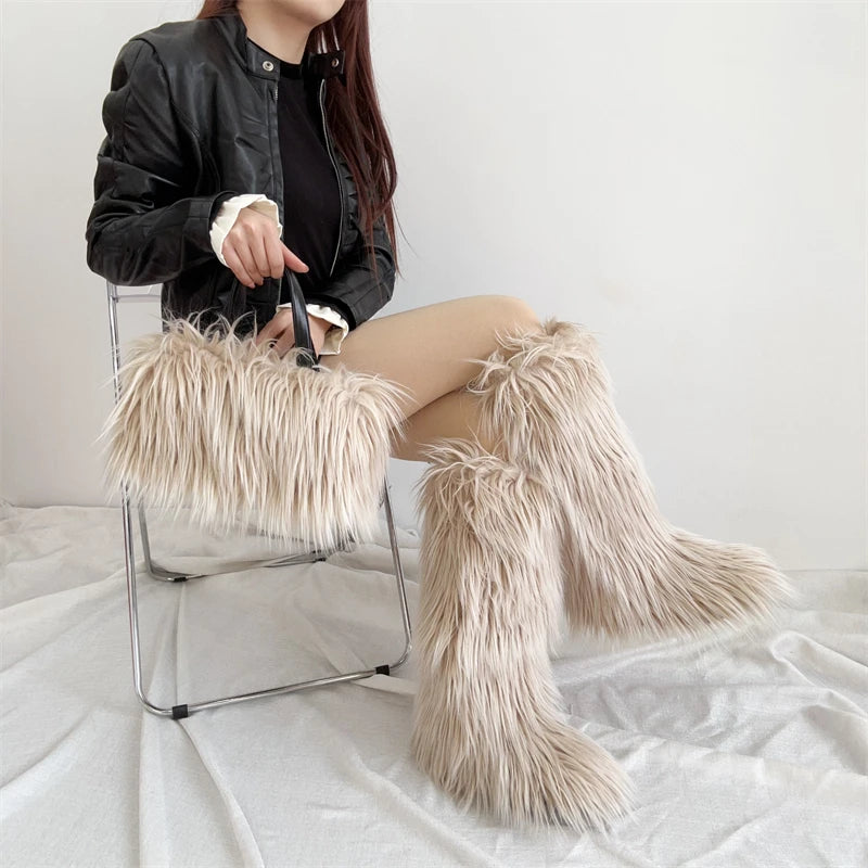 Plush Fur Boots and Bag Set