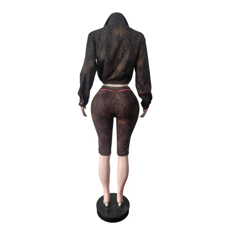 Leopard Jacket + High Waist Stretch Set