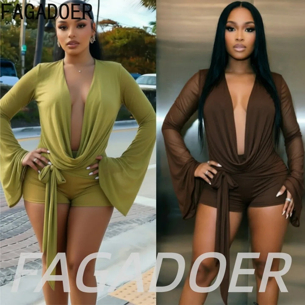 V-Neck Bodycon Romper
