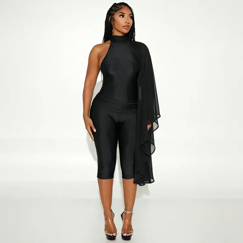 Asymmetric Cape Bodycon One Piece Sexy Elegant Party Club Outfit