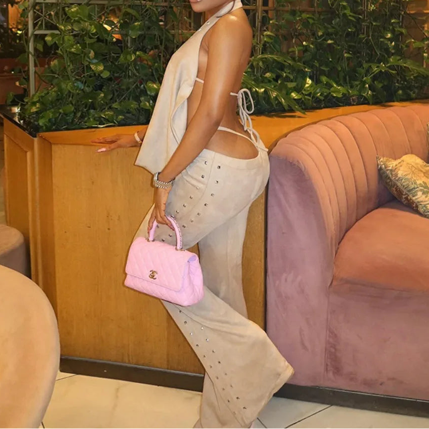 Ariel Backless Crop Top and Flare Pants Set