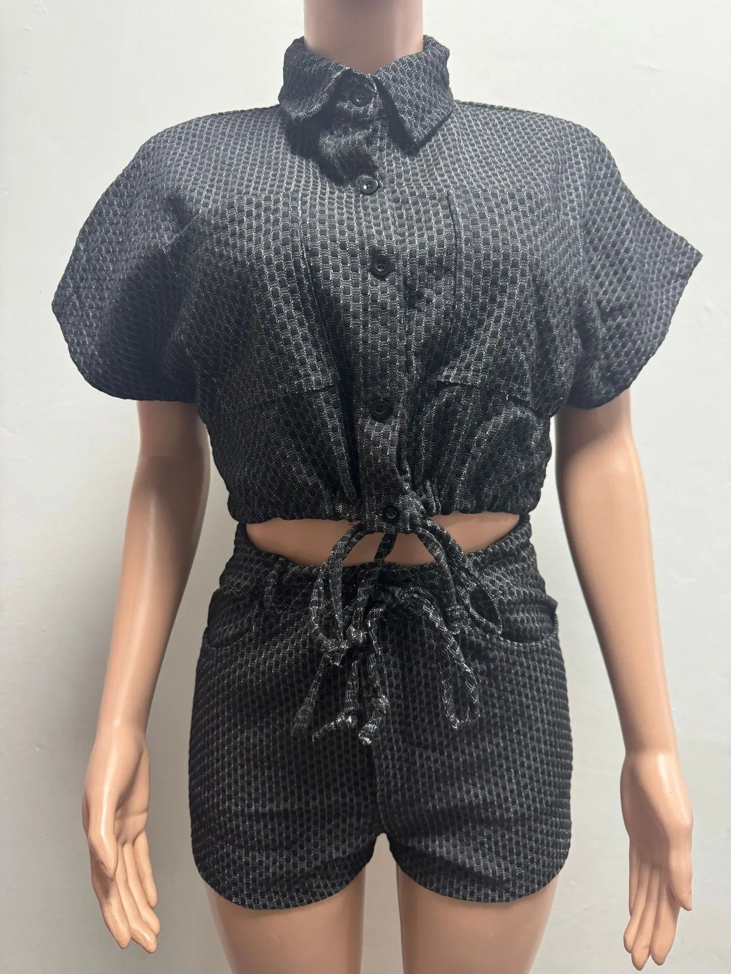 Denim Two-Piece Shorts Set