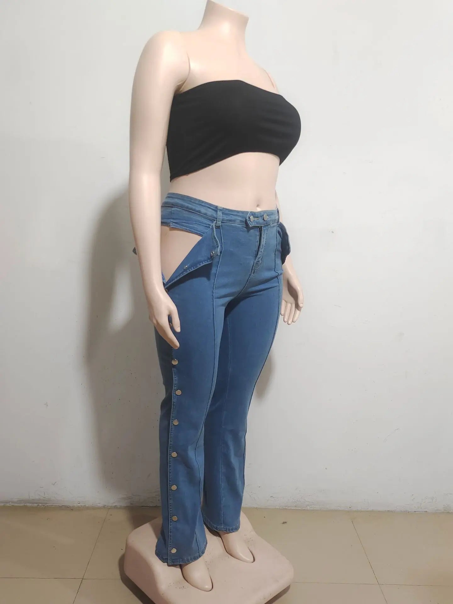 Denim Cargo Wide-Leg Jeans.