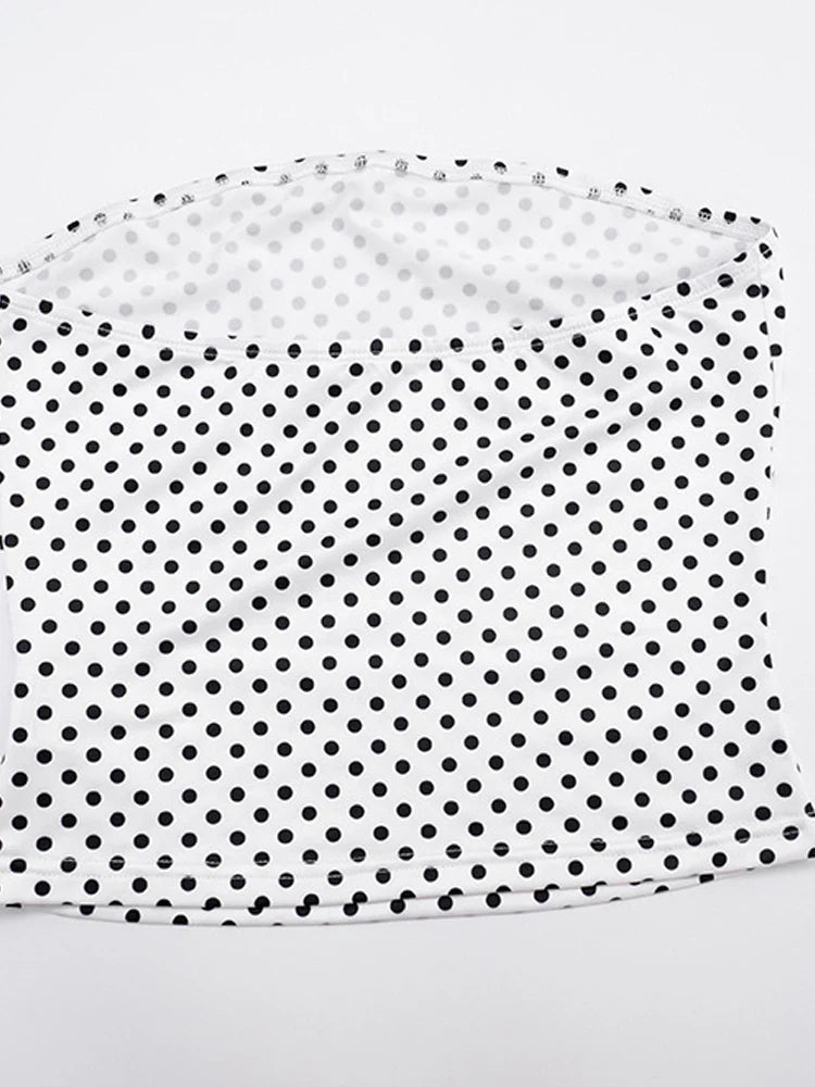 Pretty Polka Dot Tube Top Shorts Set