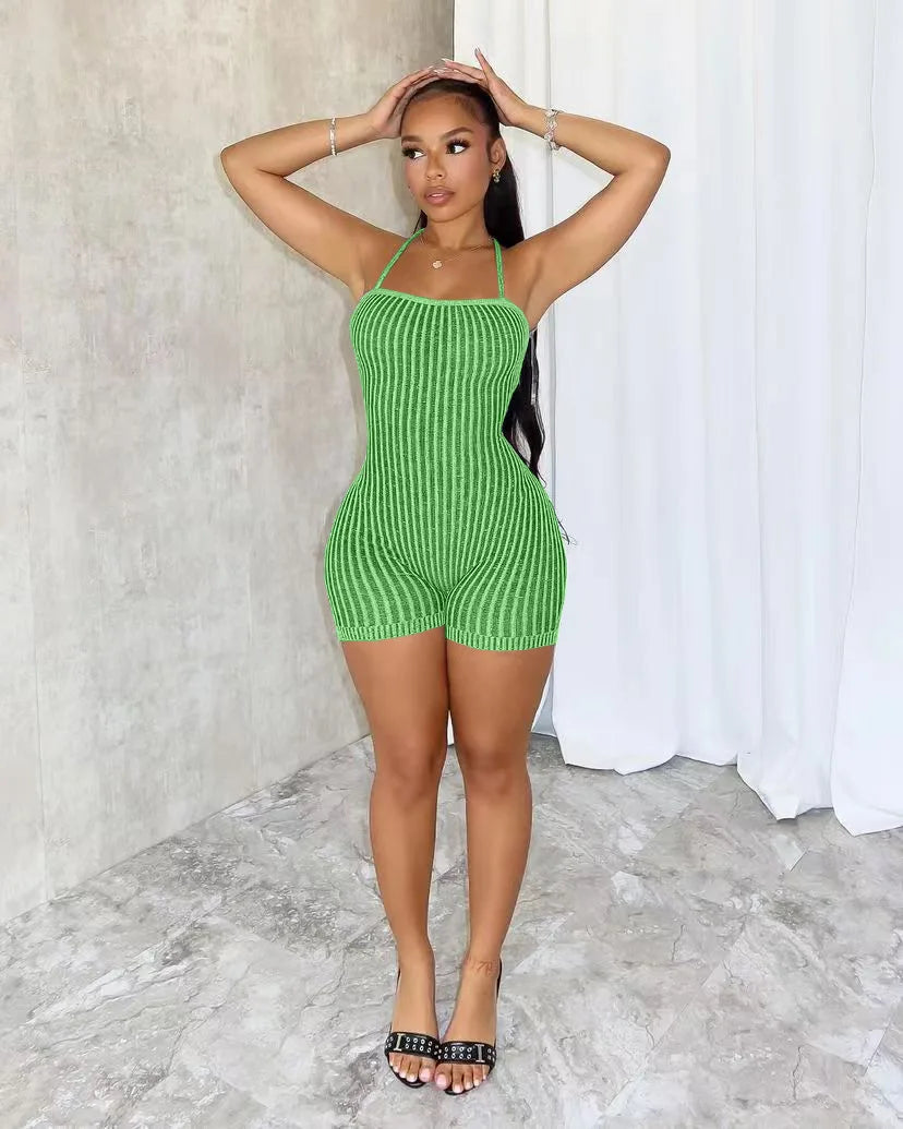 Knit Striped Rompers