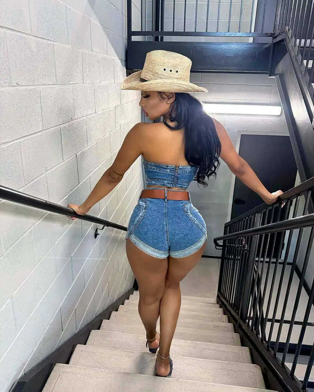 Denim Strapless Short Set