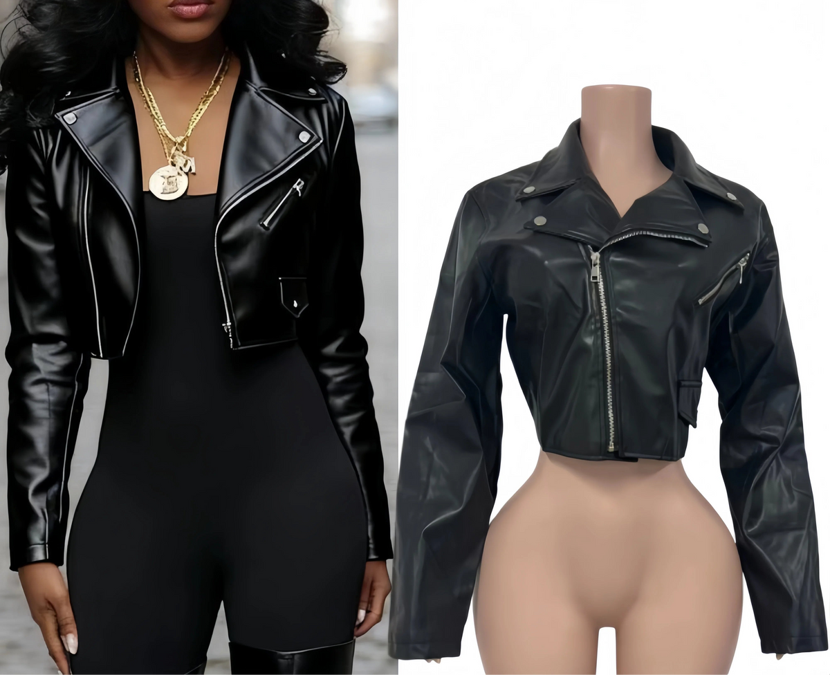 Solid Leather Bodycon Jacket