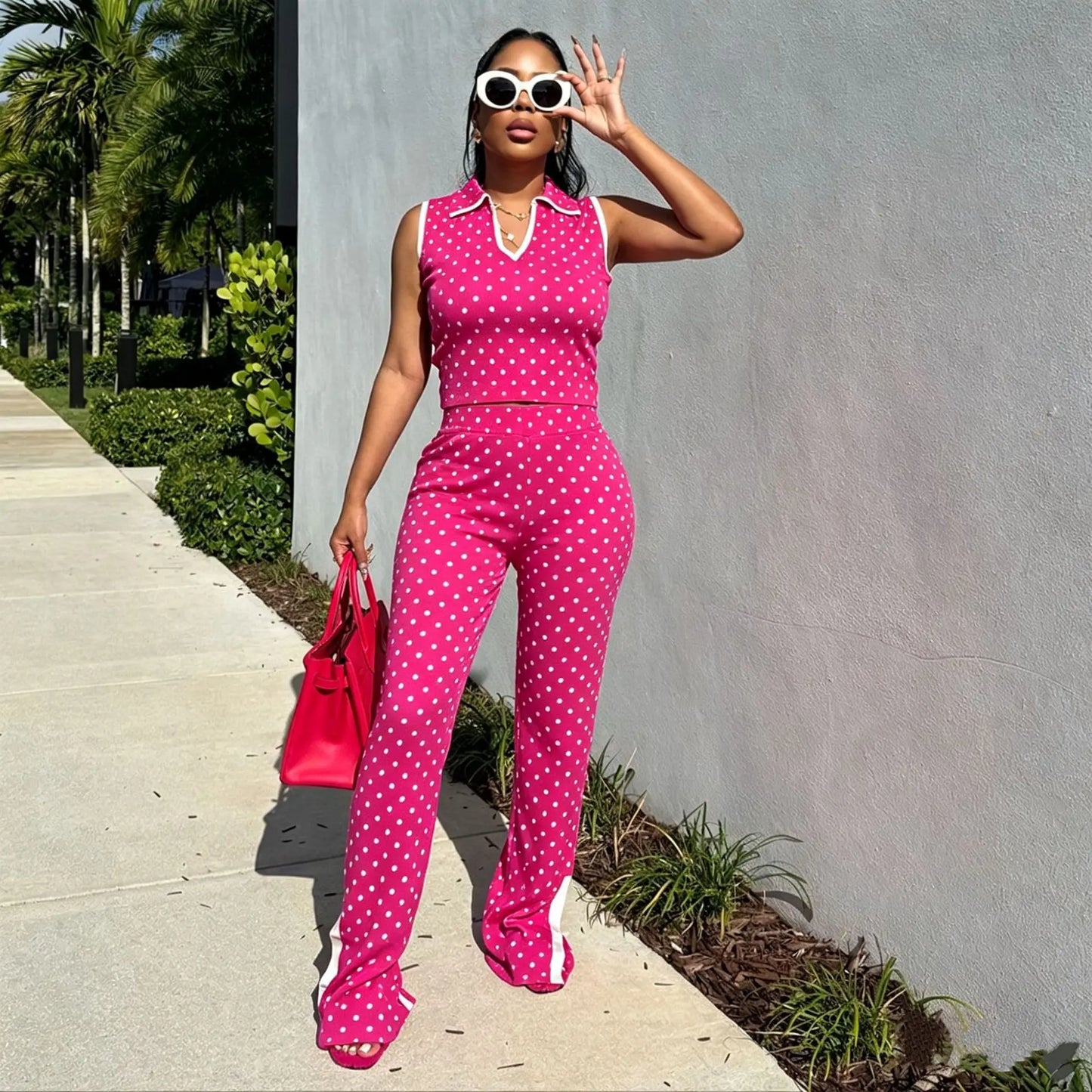 Polka Dot Pants Two-Piece Set