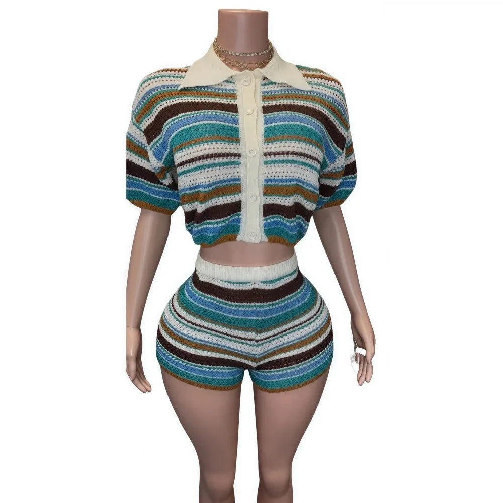 Striped Knit Two-Piece Set