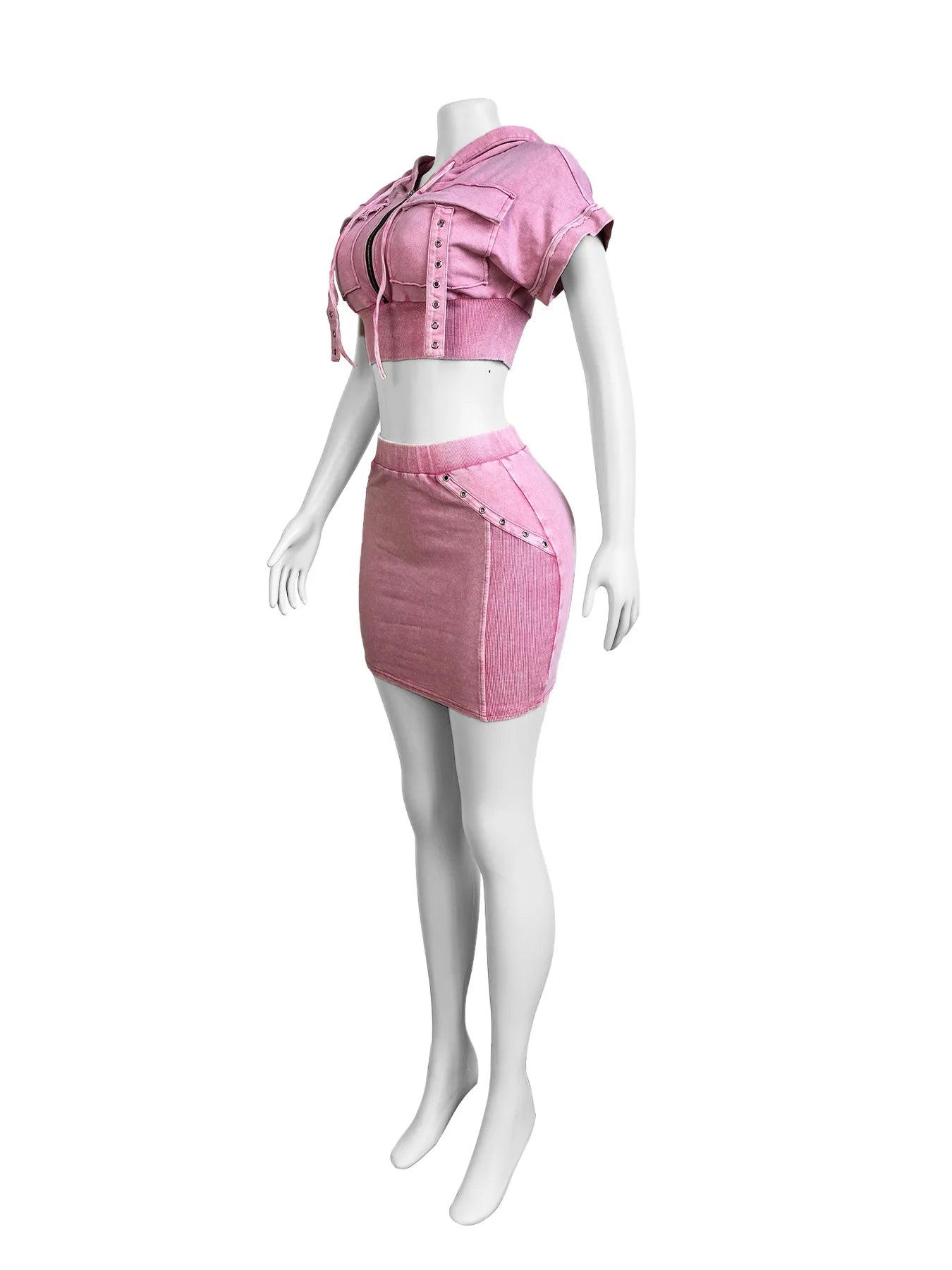 Jada Hooded Top Cargo Skirt Two-Piece Set