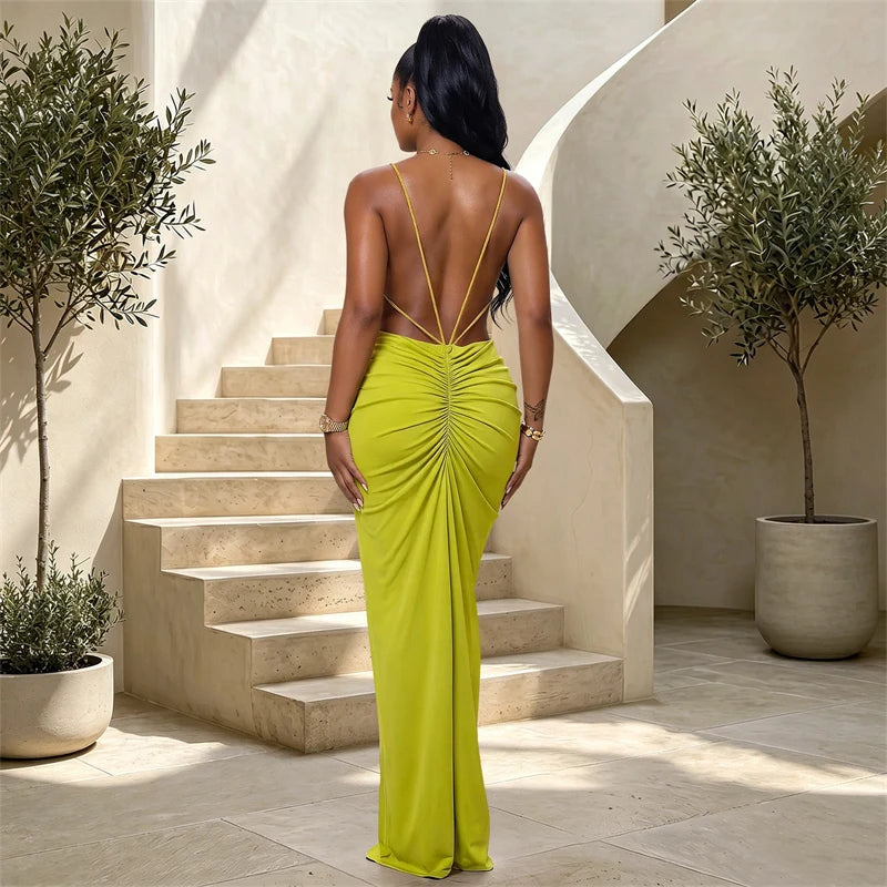 Cross Me V-neck Bodycon Maxi Dress