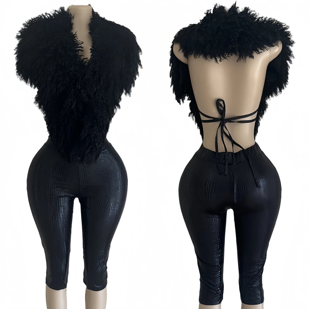 Shay Fur Halter Set