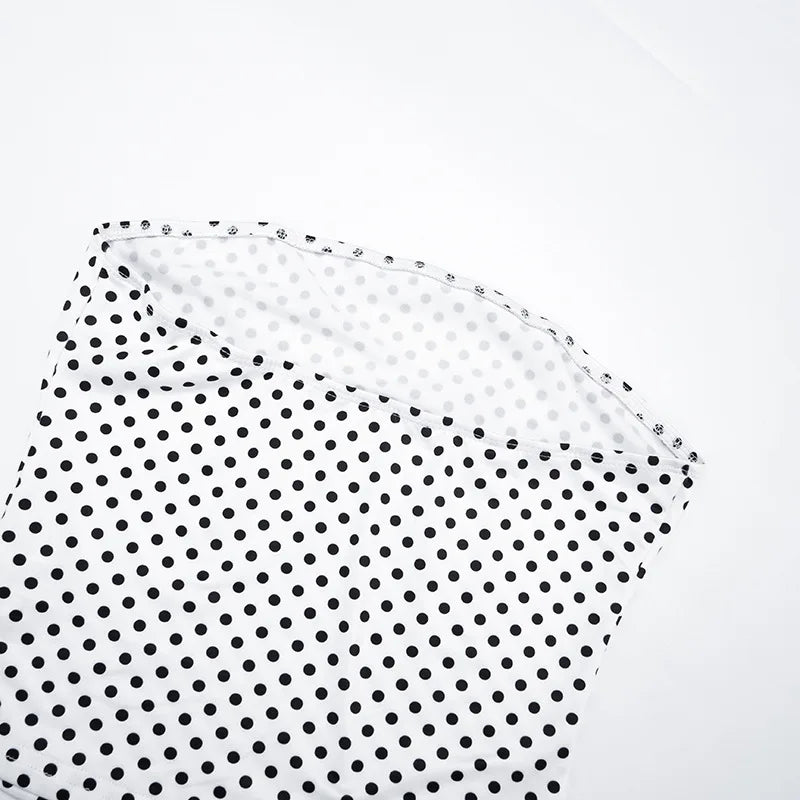 Polka Dot Print Backless Crop Top and Shorts Set