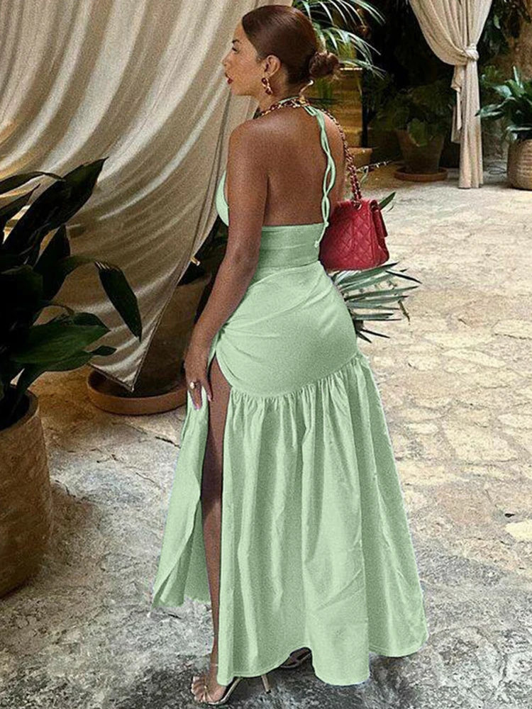 Elegant Halter Bodysuit Wrapped Skirt