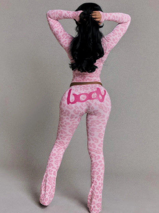 Body Print Two-Piece Pants Set