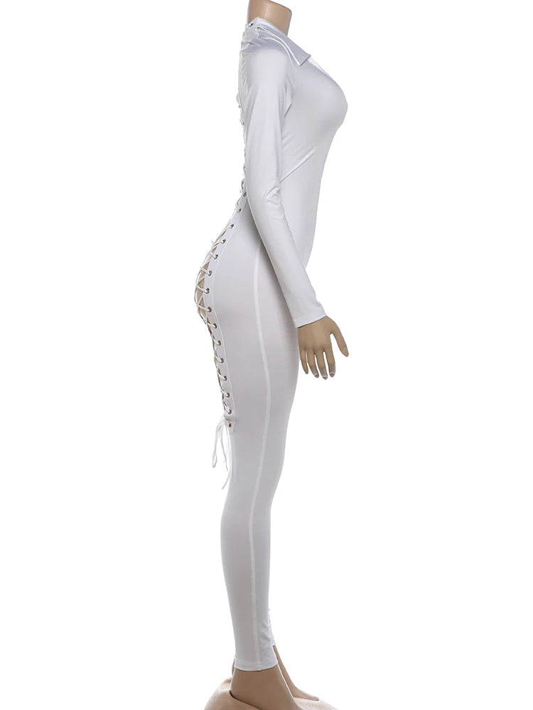 Cross Bandage Hollow Jumpsuit