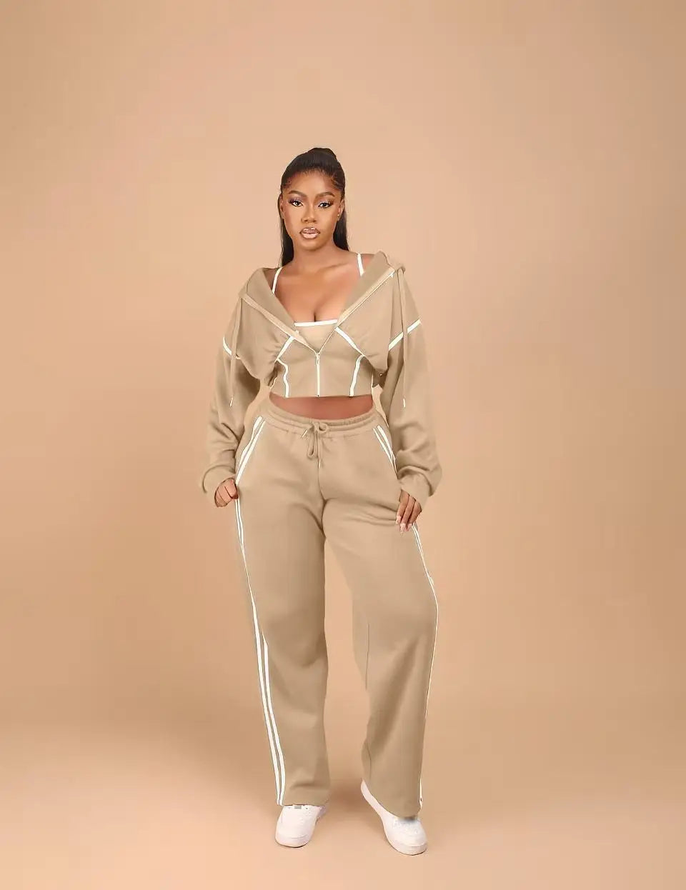 Striped Crop Pants Set