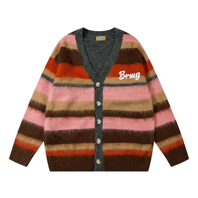 Letter Cardigan V-Neck Loose Sweater