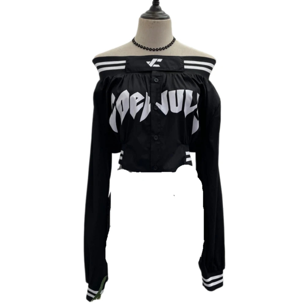 Mix It Up Off Shoulder Button Two-Piece Set