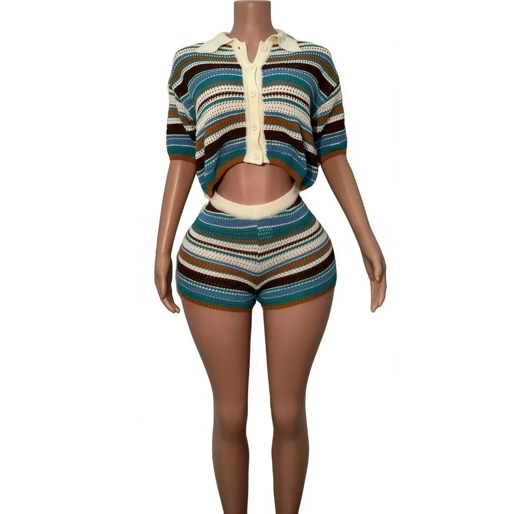 Striped Knit Two-Piece Set