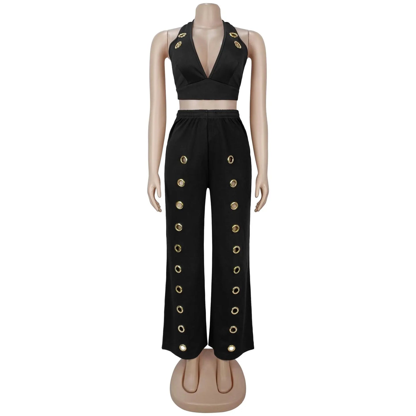 Hole Loose Pants Two-Piece Set