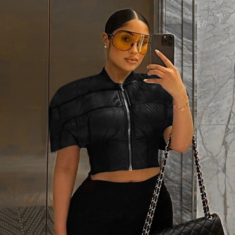 Puff Cropped Bubble Bomber Jacket