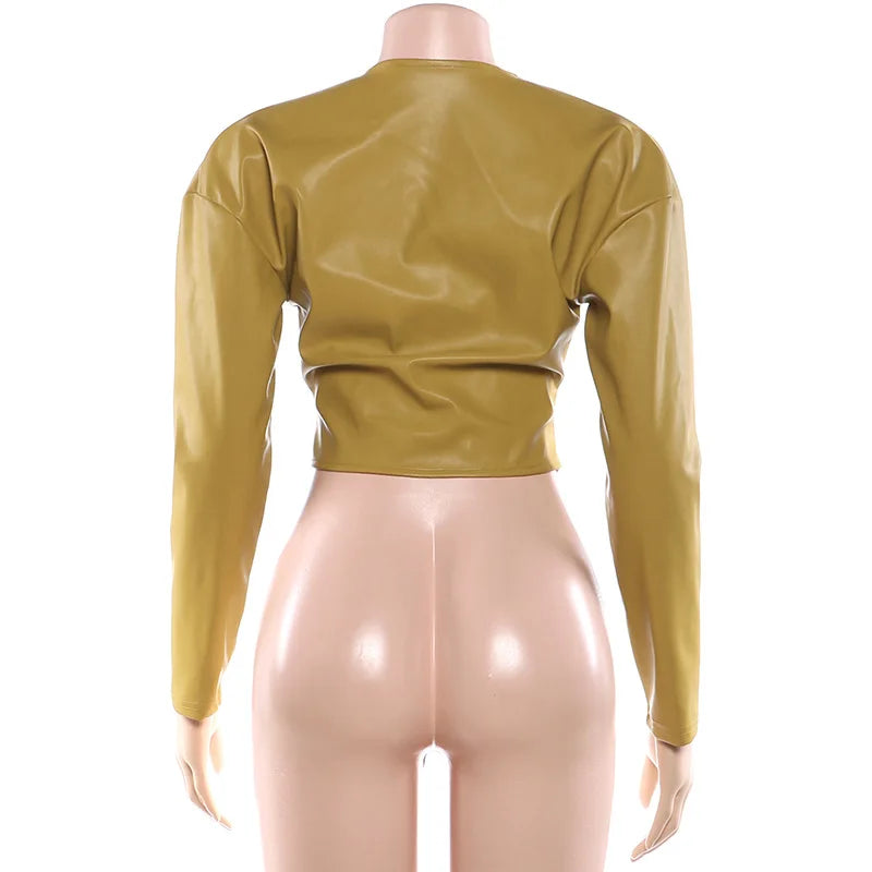 Sassy Color Leather Top and Pants Set