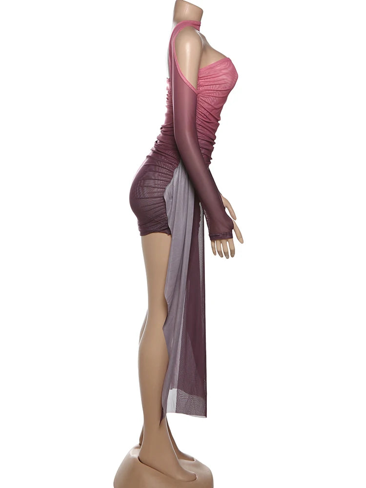 Mesh Tassel Mini Bodycon Dress