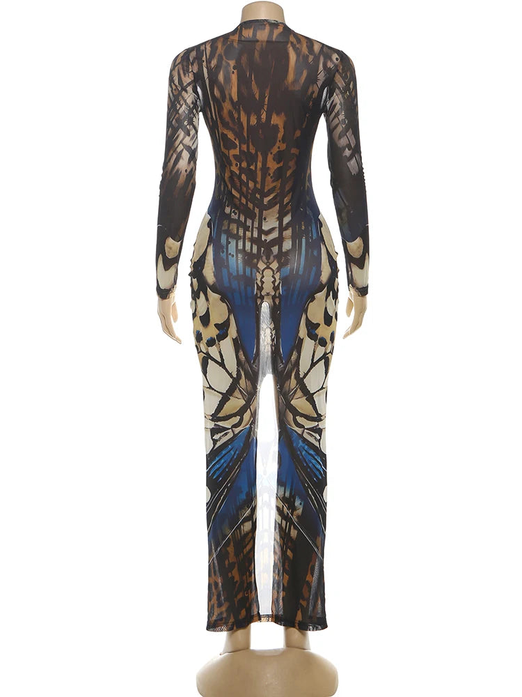 Butterfly Print Bodycon Dress