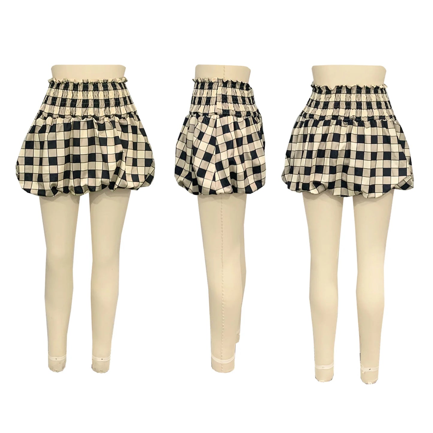 Puff Plaid Mini Skirt.