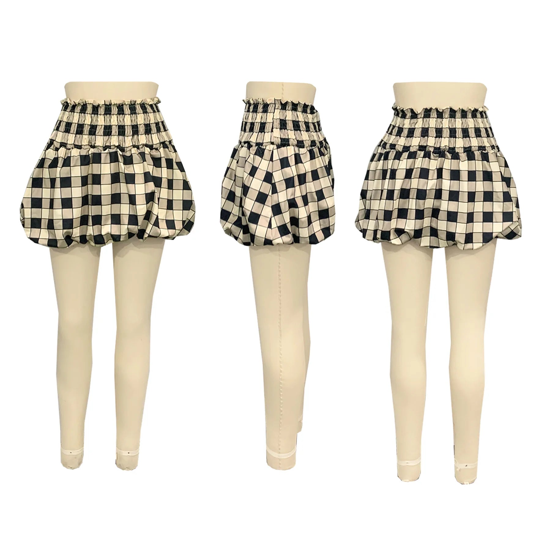 Puff Plaid Mini Skirt.