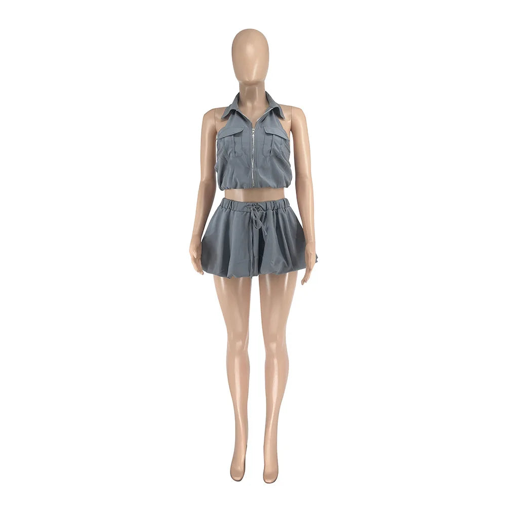 Cargo Crop Top and Bubble Puff Skirt