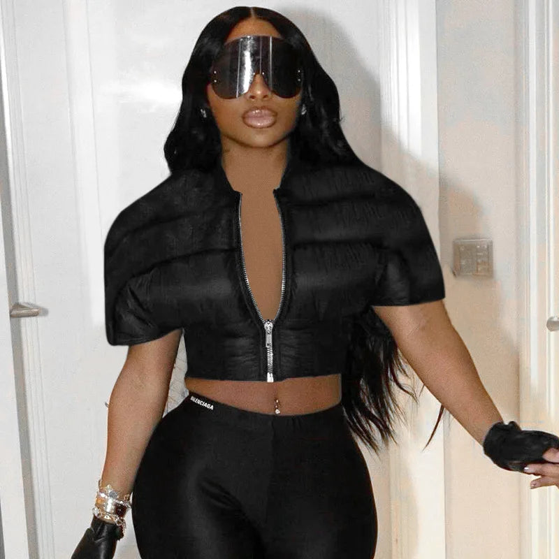 Puff Cropped Bubble Bomber Jacket