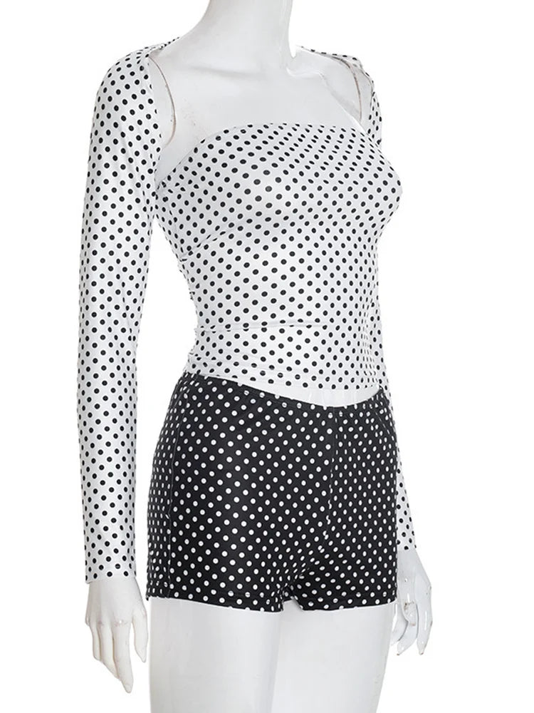 Pretty Polka Dot Tube Top Shorts Set