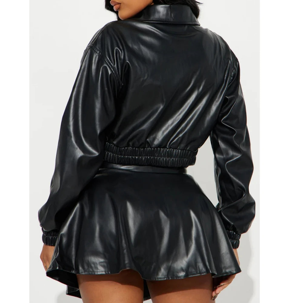 Bad Girl Leather Two-Piece Set