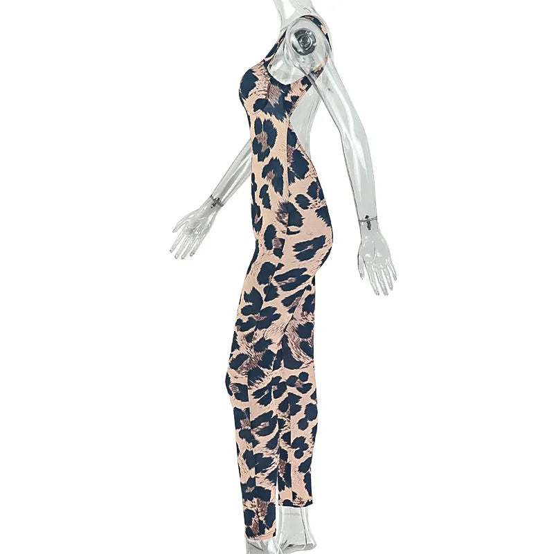 Leopard Print Bodycon Jumpsuit