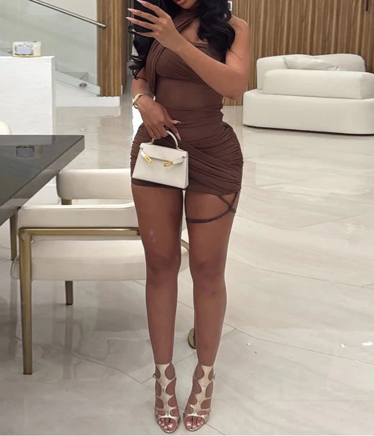 Cross Bandage Backless Mini Bodycon