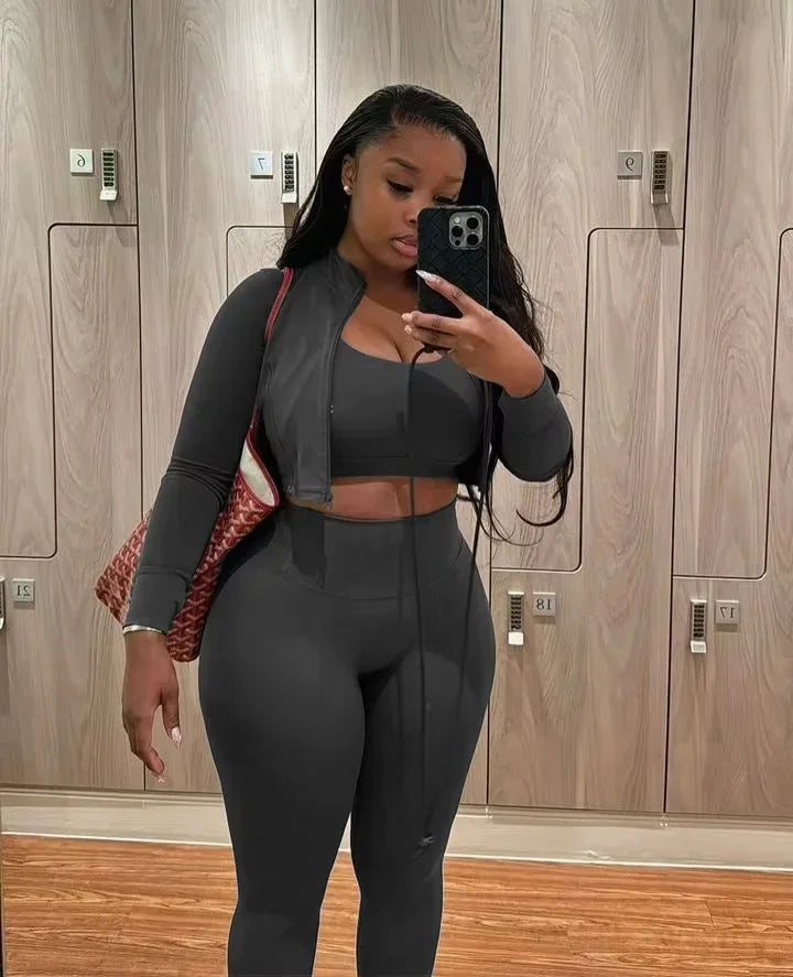 3-Piece Fashion Stretchy Tracksuit Set.