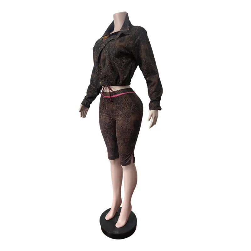 Leopard Jacket + High Waist Stretch Set
