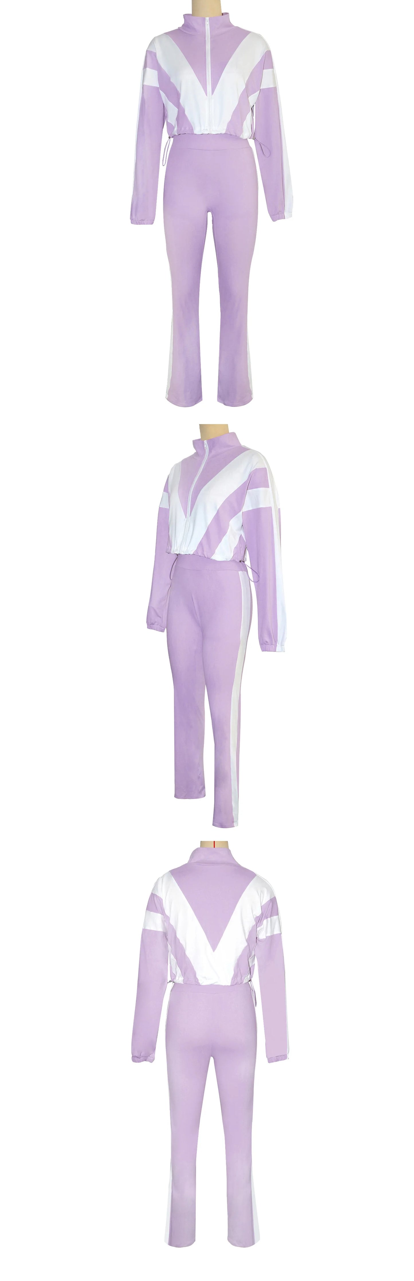 Color Block Pants Tracksuit Set.