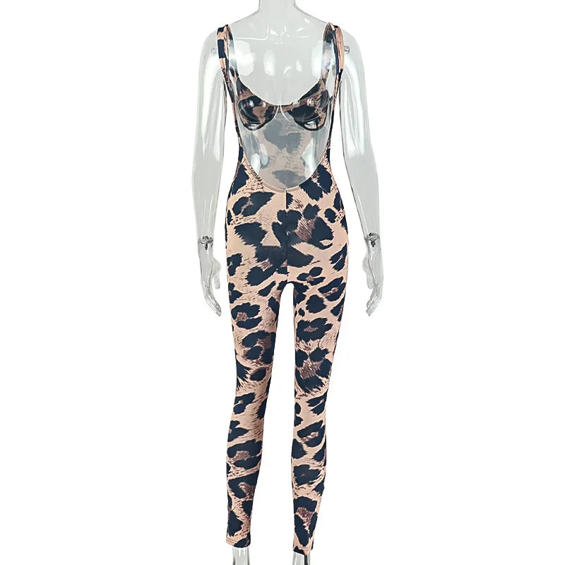 Leopard Print Bodycon Jumpsuit