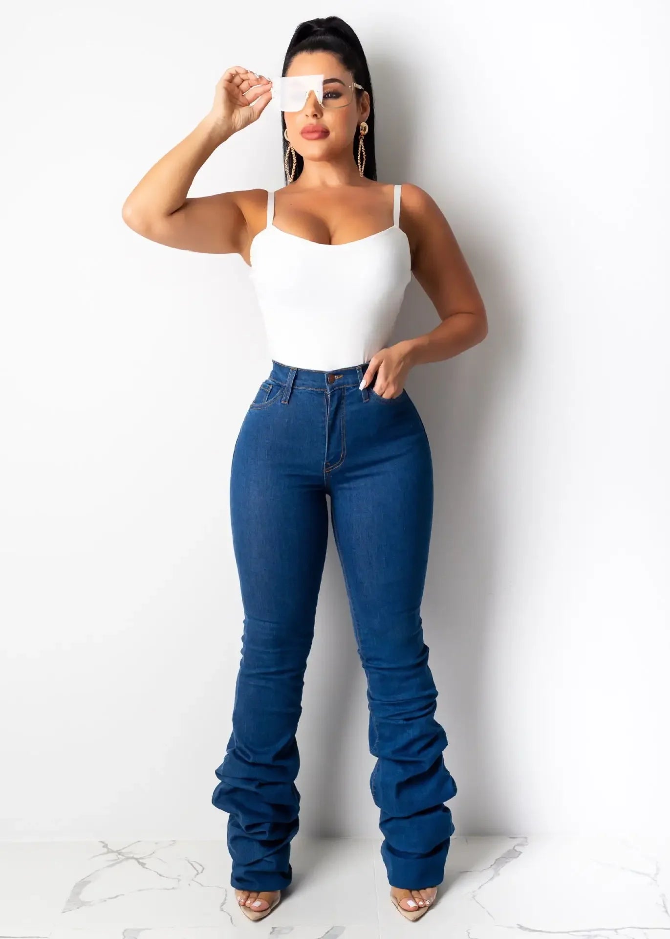 Stacked High-Waist Jeans