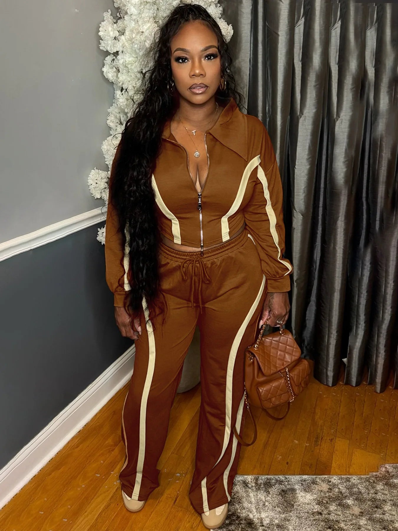 Stripe Casual Pants Set